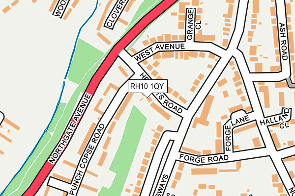 RH10 1QY map - OS OpenMap – Local (Ordnance Survey)