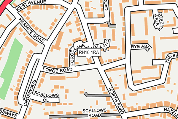 RH10 1RA map - OS OpenMap – Local (Ordnance Survey)