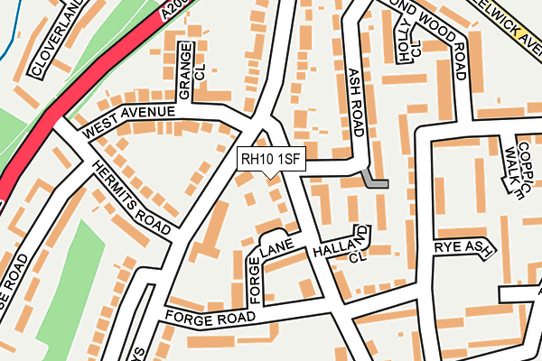 RH10 1SF map - OS OpenMap – Local (Ordnance Survey)