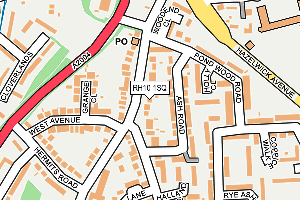RH10 1SQ map - OS OpenMap – Local (Ordnance Survey)