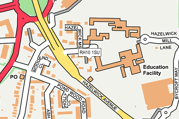 RH10 1SU map - OS OpenMap – Local (Ordnance Survey)