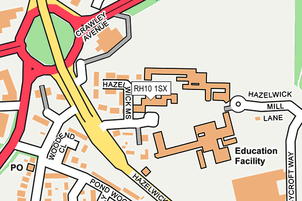 RH10 1SX map - OS OpenMap – Local (Ordnance Survey)