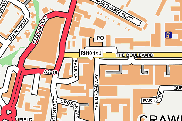 RH10 1XU map - OS OpenMap – Local (Ordnance Survey)