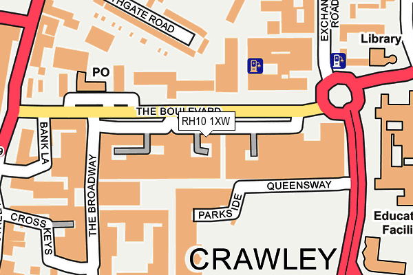 RH10 1XW map - OS OpenMap – Local (Ordnance Survey)