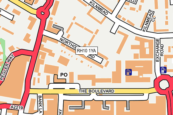 RH10 1YA map - OS OpenMap – Local (Ordnance Survey)