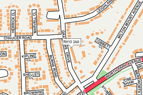 RH10 3AA map - OS OpenMap – Local (Ordnance Survey)