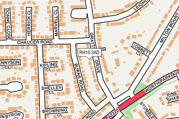 RH10 3AD map - OS OpenMap – Local (Ordnance Survey)