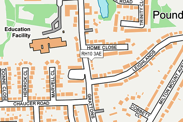RH10 3AE map - OS OpenMap – Local (Ordnance Survey)