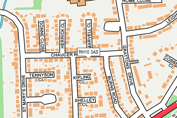 RH10 3AS map - OS OpenMap – Local (Ordnance Survey)