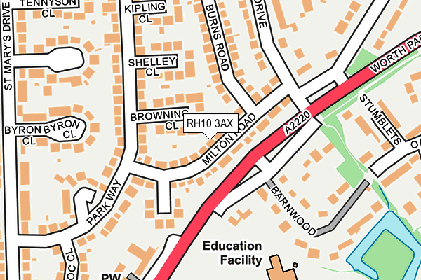 RH10 3AX map - OS OpenMap – Local (Ordnance Survey)