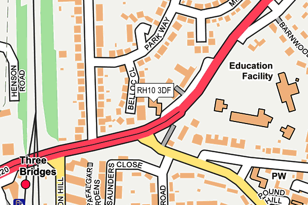 RH10 3DF map - OS OpenMap – Local (Ordnance Survey)