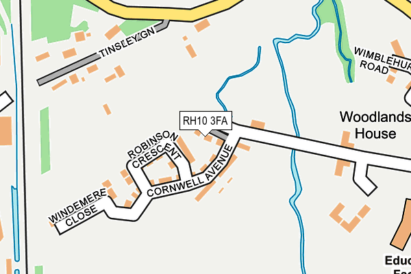 RH10 3FA map - OS OpenMap – Local (Ordnance Survey)