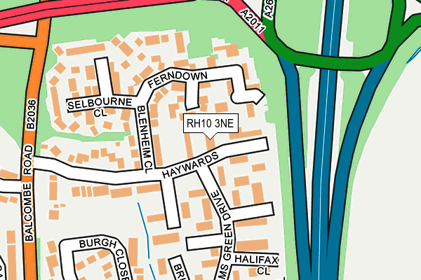 RH10 3NE map - OS OpenMap – Local (Ordnance Survey)