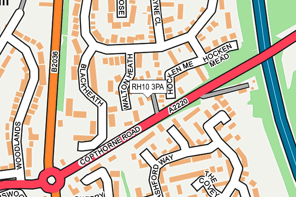 RH10 3PA map - OS OpenMap – Local (Ordnance Survey)