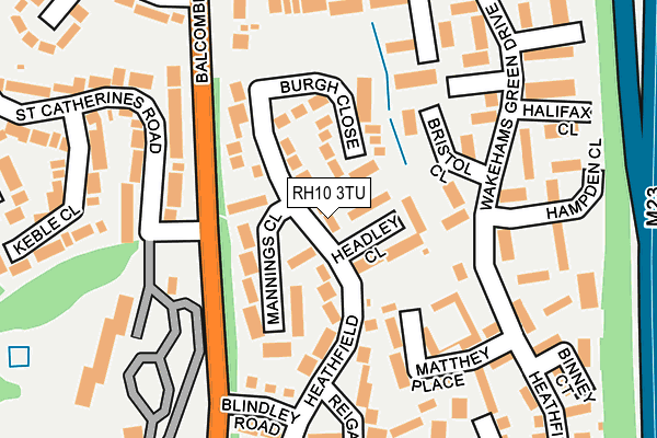 RH10 3TU map - OS OpenMap – Local (Ordnance Survey)