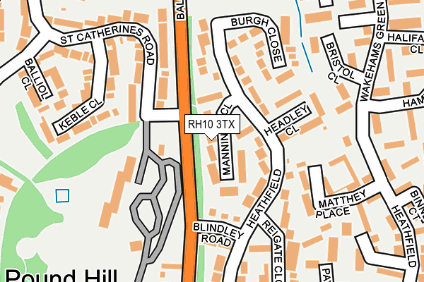 RH10 3TX map - OS OpenMap – Local (Ordnance Survey)