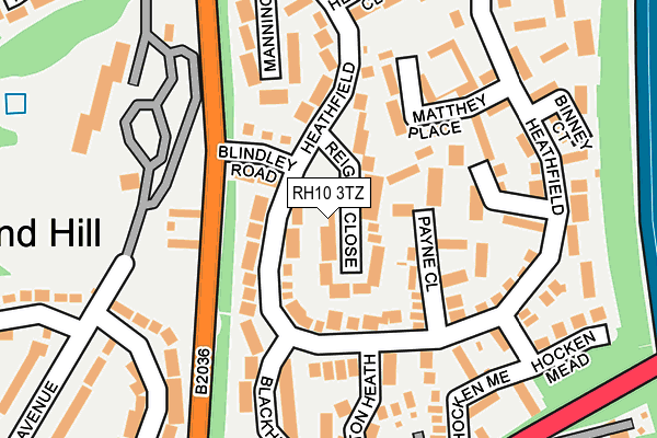 RH10 3TZ map - OS OpenMap – Local (Ordnance Survey)