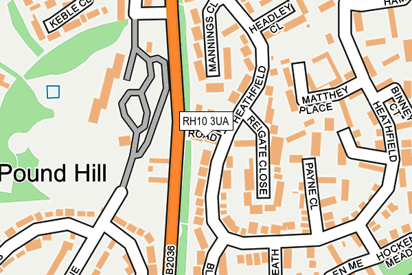 RH10 3UA map - OS OpenMap – Local (Ordnance Survey)