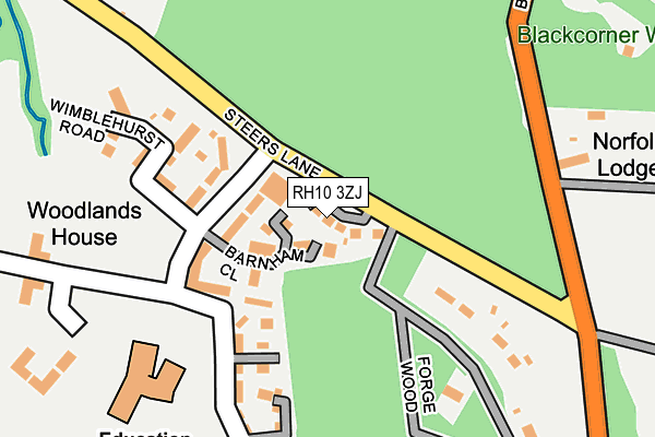 RH10 3ZJ map - OS OpenMap – Local (Ordnance Survey)