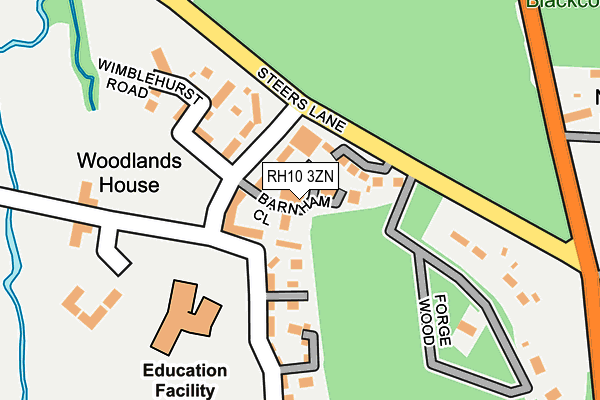 RH10 3ZN map - OS OpenMap – Local (Ordnance Survey)