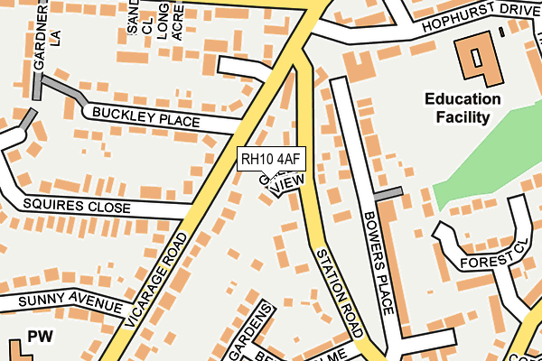 RH10 4AF map - OS OpenMap – Local (Ordnance Survey)