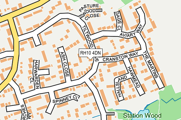RH10 4DN map - OS OpenMap – Local (Ordnance Survey)
