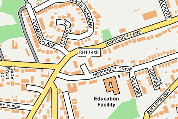 RH10 4XE map - OS OpenMap – Local (Ordnance Survey)