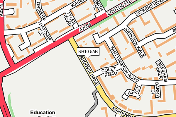 RH10 5AB map - OS OpenMap – Local (Ordnance Survey)