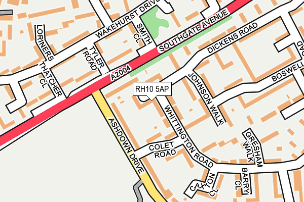 RH10 5AP map - OS OpenMap – Local (Ordnance Survey)