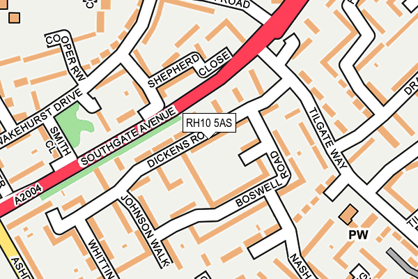 RH10 5AS map - OS OpenMap – Local (Ordnance Survey)