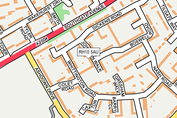 RH10 5AU map - OS OpenMap – Local (Ordnance Survey)