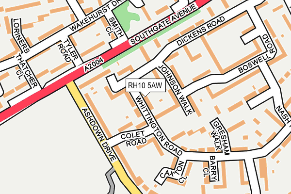 RH10 5AW map - OS OpenMap – Local (Ordnance Survey)