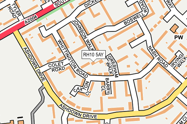RH10 5AY map - OS OpenMap – Local (Ordnance Survey)
