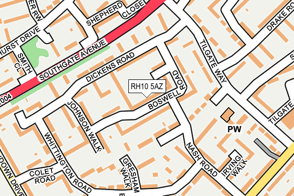 RH10 5AZ map - OS OpenMap – Local (Ordnance Survey)