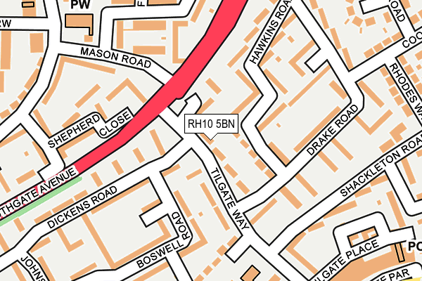 RH10 5BN map - OS OpenMap – Local (Ordnance Survey)