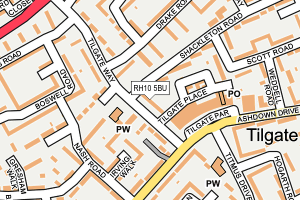 RH10 5BU map - OS OpenMap – Local (Ordnance Survey)