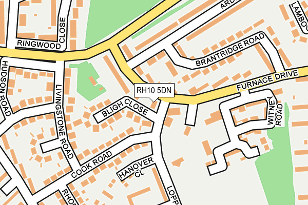 RH10 5DN map - OS OpenMap – Local (Ordnance Survey)