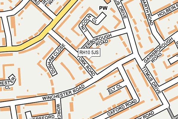 RH10 5JS map - OS OpenMap – Local (Ordnance Survey)