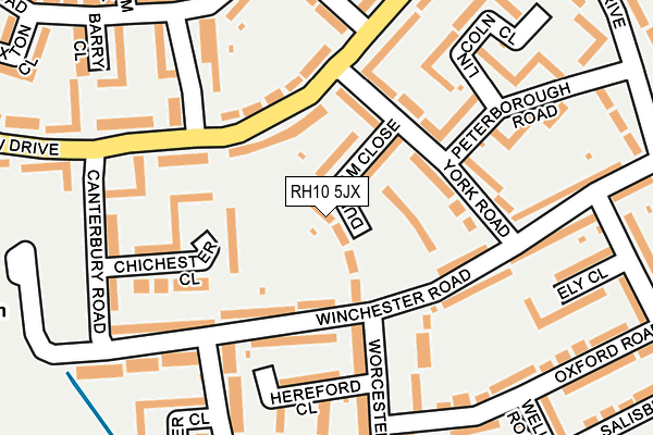 RH10 5JX map - OS OpenMap – Local (Ordnance Survey)