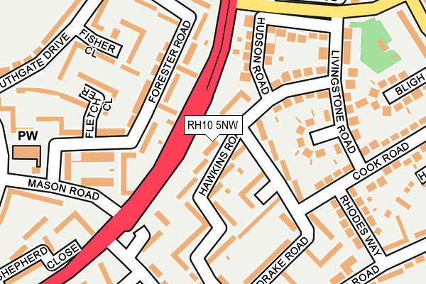 RH10 5NW map - OS OpenMap – Local (Ordnance Survey)