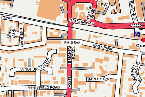 RH10 6AA map - OS OpenMap – Local (Ordnance Survey)