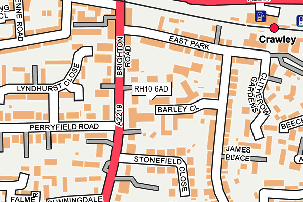 RH10 6AD map - OS OpenMap – Local (Ordnance Survey)