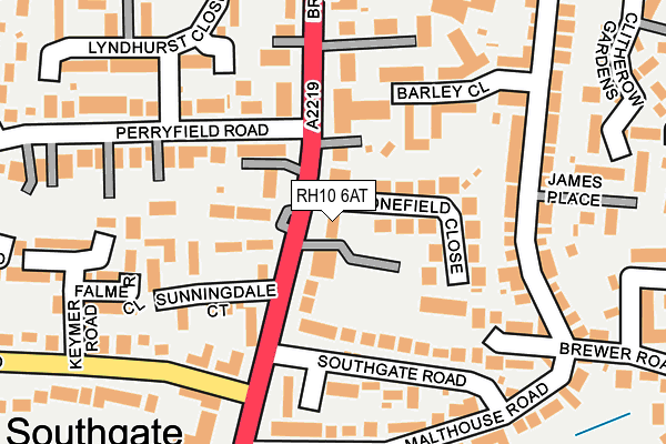 RH10 6AT map - OS OpenMap – Local (Ordnance Survey)