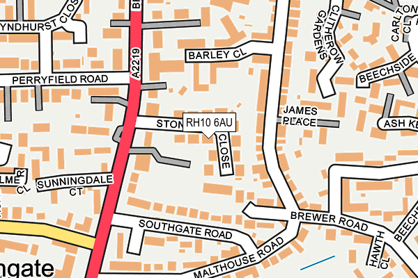 RH10 6AU map - OS OpenMap – Local (Ordnance Survey)