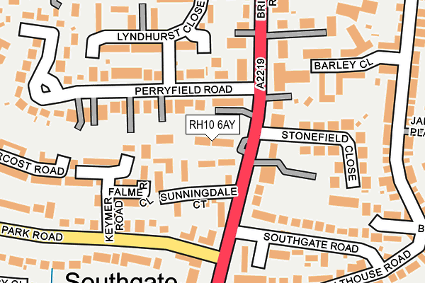 RH10 6AY map - OS OpenMap – Local (Ordnance Survey)