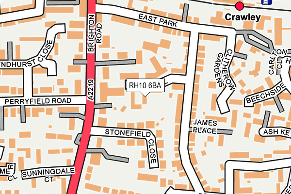 RH10 6BA map - OS OpenMap – Local (Ordnance Survey)