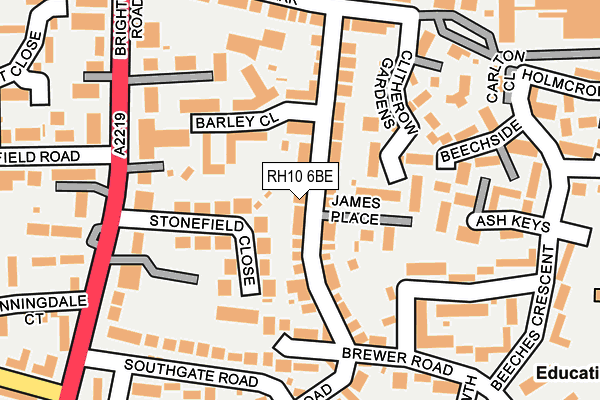 RH10 6BE map - OS OpenMap – Local (Ordnance Survey)