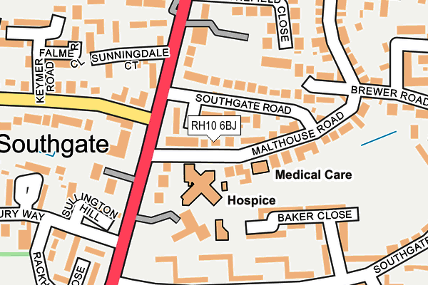 RH10 6BJ map - OS OpenMap – Local (Ordnance Survey)