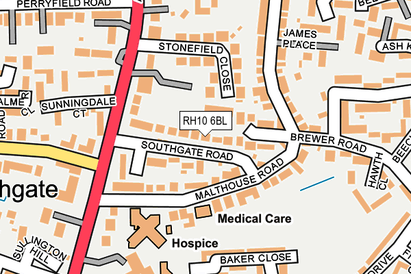 RH10 6BL map - OS OpenMap – Local (Ordnance Survey)