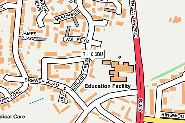 RH10 6BU map - OS OpenMap – Local (Ordnance Survey)